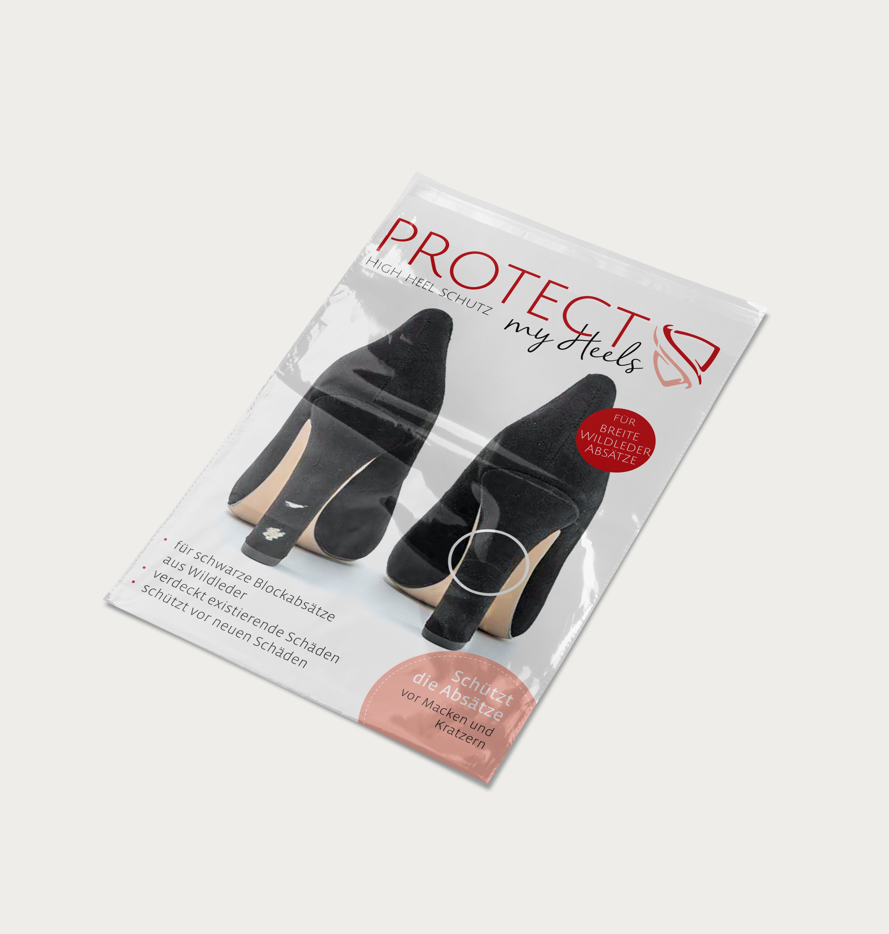 Absatzschutz für High Heels (Wildleder Blockabsatz) – Schwarz – 1-Pack